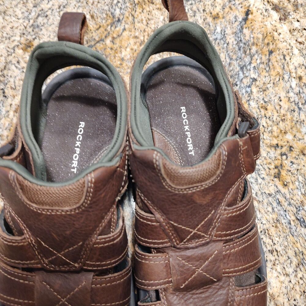 Rockport Rocklake Fisherman Sandals Brown Leather CI6849 Men's Size 8W EUC - Picture 11 of 12